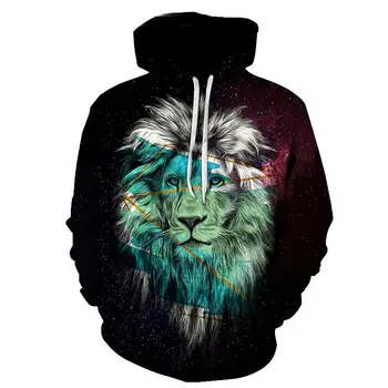 Nove živali-print pulover s kapuco za moške 3d pulover s kapuco znamke majica jakno premium puloverju stilsko trenirko dve tiger Mačka ulica coats