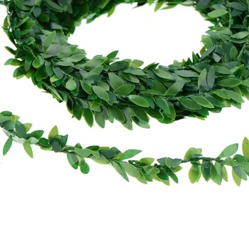 Novost 7m Svile Garland Zelenih Listov Železne Žice Ročno Umetno Cvet vinske Trte Ratana Za Poročno Dekoracijo Listje Venec Cvet