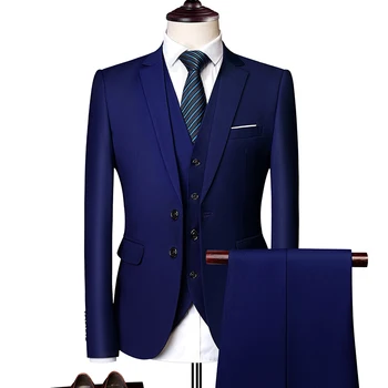 Obleko obleko moški 2021 spomladi in jeseni high-end po meri poslovnih blazerji tri-kos / Slim velikosti multi-barvni butik bo ustrezala