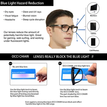 OCCI CHIARI Modra Svetloba Blokiranje Obravnavi Očala Moških Retro Računalnik Očala Povečevalna Očala Nerd Očala Okvirji +1 leesbril