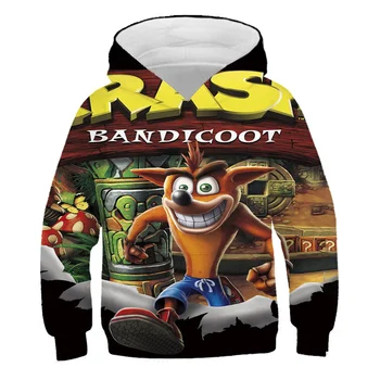 Osebnost Crash Bandicoot natisnjeni trend hoodie dolgo sleeved krog vratu 2020 otrok, jeseni in pozimi puloverju svoboden mladih