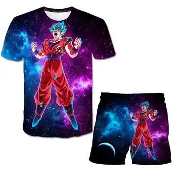 Otroci Šport Oblačila Goku Vegeta Določa Fantje Trenirko Jeseni Zmaj Žogo Otroci T shirt Hlače 2Pcs Kit Obleko Fantje Japonske Anime