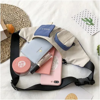 Pas vrečke ženske oblikovalec fanny paket moda panelled prsih najlon vrečko nepremočljiva torbica za telefon 2021 nova
