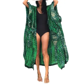 Plus Velikost Ženske Plaži Delavska Hooded Gleženj Dolgo Ceck Vzorec za zaščito pred soncem Delavska za Bazen Prevelik Hooded Natisnjeni Bluzo