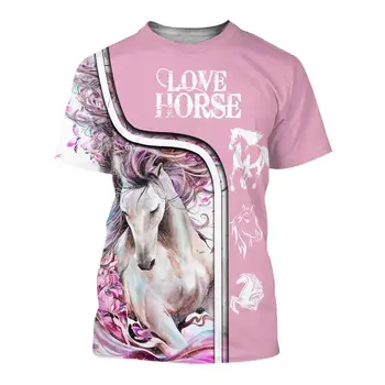 Poletje Nov Modni Tshirt Ljubezen Konj Vzorec Lepa Natisnjeni Moški Ženske Tshirt O-Vrat Vrhovi Priložnostne Harajuku 3D T-shirt 2021