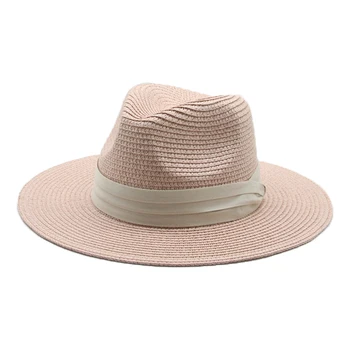 Poletni klobuki sonce slame moški ženske trdna pasu pasu priložnostne ženske klobuki na prostem black kaki kamele plaži potovanja ročno ženske sonce klobuki