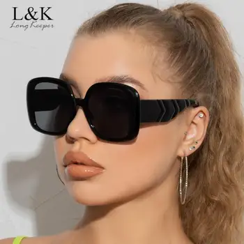 Prevelik Kvadratnih sončna Očala Ženske 2021 Letnik blagovne Znamke Oblikovalec Velik Okvir Očala za Sonce Ženskega spola Modra Leopard Očala zonnebril dames