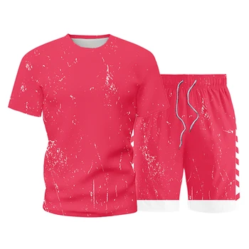 Priložnostne Znoj Obleko Kompleti za Moške Dva Kosa Le Kratek Rokav T-shirt Homme Hlače Tanke Izgubijo Elastičnost Oblačila tekaška Trenirka