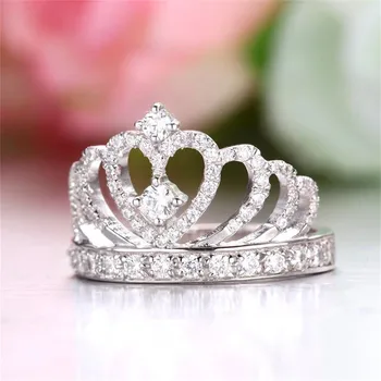 Princesa Krono Tesnilo Srce oblikovan krono obroč Princesa Krono Obroč 2021 Design Ulica Modni Prstan Ženske obroč iz nerjavečega jekla