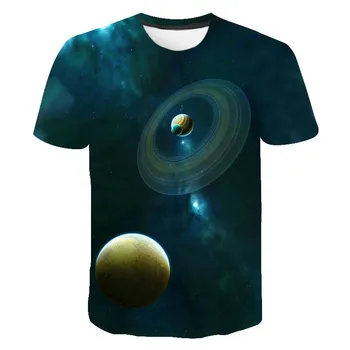 Prostor Galaxy Planet Vesolje 3D printed Majica s kratkimi rokavi Moški Ženske Otroci Sky Star 3D Tiskanih Kul Vrhovi Fantje Dekleta Modni Ulične
