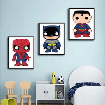 Risanih Junakov Wall Art Platno, Tisk Slikarstvo, Iron Man, Spiderman Marvel Plakat Otrok Dnevni Sobi Doma Dekor Nordijska Zidana