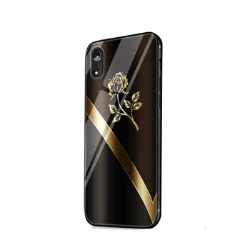 Rose zlata lep cvet, Kaljeno Steklo primeru telefon Za iPhone mini 12 12 11 Pro Max SE 2020 6 6s 7 8 Plus X XS XR Max 5 5s SE