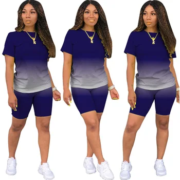 S-XXXL Ženska 2 Kos Obleke - Priložnostne Gradient Puloverju Krog Vratu Sweatshirts Vrhovi Suh Sweatpants Trenirka Komplet