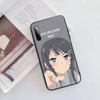 Sakurajima Mai Anime Črni Mat Primeru Mobilni Telefon Za Huawei Y6 Y7 Y9 Prime 2019 Y9s Mate 10 20 40 Pro Lite Nova 5t Pokrov