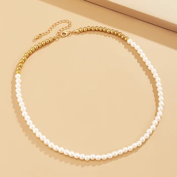 SHIXIN Elegantno Belo Imitacije Pearl Choker Ogrlica Ovratnik na Vratu Pearl Poročne Ogrlice za Ženske Čar Modni Nakit 2021