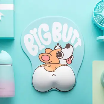 Srčkan Corgi Pes 3D Mouse Pad Ergonomska Mehko Silicijev Gel Anime Mousepad Z Zapestje Podporo Miško Mat Za Dekleta Darilo