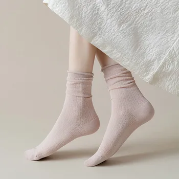 Srčkan korejskem slogu očesa Votlih iz ženske barva nogavice calcetines mujer japonski modni Dihanje nogavica bela črna calcetas