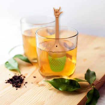 Strani Geste Oblikovan Čaj Cedilo Silikonski Zeliščne Začimbe Aparat za Filter Listov Čaj, Infuser za Varjenje Čajnik Kuhinjski Pribor