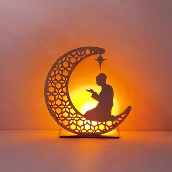 Sveče Žarnice Počitnice Dekor Ramadana Sveč, Romantični Luči Moda Lesene Doma Eid Dekoracijo Nov Slog Eid Mubarak LED Tealight