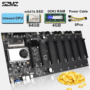 SZMZ Overclocking 8 Grafike rudarstvo ploščad motherboard eth kombinirani z Krovu CPU + 128GB mSTATA SSD + 4GB DDR3 RAM rudarstvo odbor