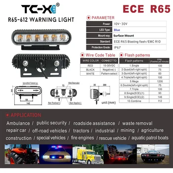 TC-X ECE R65 E-Znamke Strobe 10 Načini opozorilna Lučka High Power Ambulante Lučka Avto Sili Z EU Certificiranje (Modra)