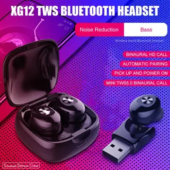 TWS XG12 Bluetooth 5.0 Res Brezžične Slušalke z Dvojno Mimo 3D Stereo Zvok Športne Slušalke Z Mikrofonom Auriculares Bluetooth
