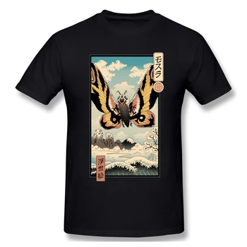 Ukiyo E Mothra Majice s kratkimi rokavi Moški Grafični Smešno Bombaž Tees Anime, Kot so Vrhovi Vrh Priložnostne T-majica Bela S moška Oblačila