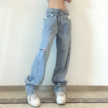 Ulične Žepi Y2K Nizko Pasu Jeans Vintage Moda Traper Hlače 90. letih Vrečasta Kavbojke Ženske Hlače Pantalons Capris