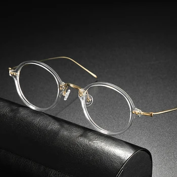 Vintage Titana Očal Okvir Moških Retro Krog Recept Očala Ženske 2021 Luksuzni Pregleden Kratkovidnost Optičnih Očal Moški