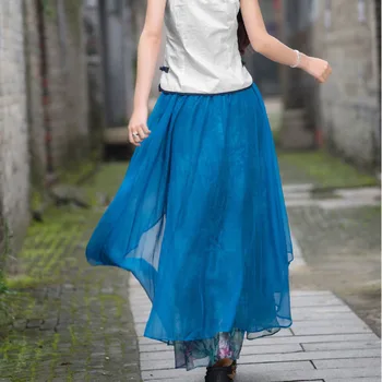 Vintage Šifon Priložnostne Plus Velikost Hlače Pantalones De Mujer Kitajski Slog Harajuku Ženske Dolgo, Široko noge Plesne Hlače Krilo Ropa