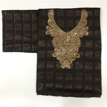 Visoka kakovost svilene tkanine za lady obleko vezene george svilene tkanine Afriške kovinski svilene tkanine 114 cm/8 mm 5+2 metrov 12L05282