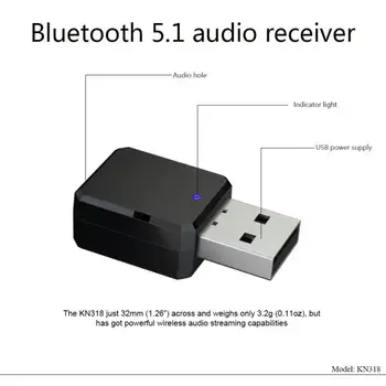 VROČE Mini USB Brezžična tehnologija Bluetooth 5.1 Audio Sprejemnik Tok Glasbe Zvočniki za prostoročno Klicanje AUX Avtomobilski Stereo Bluetooth Adapter