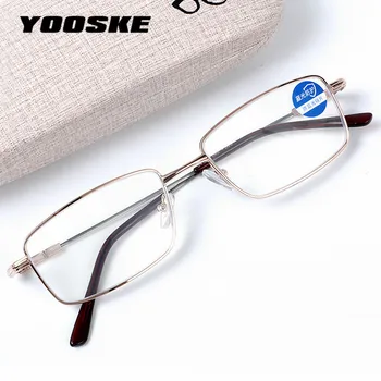 YOOSKE Kovinski Moških Branje Očala Modre Svetlobe Letnik Poslovnih Daljnovidnost Očala za Branje Očala 1.0 1.5 2.0 2.5 3.0 3.5 4.0