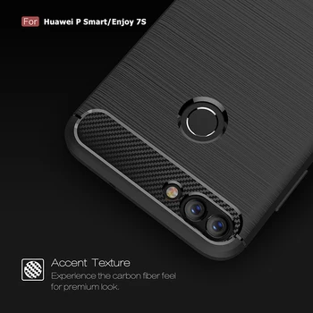 Za Huawei P Smart Primeru Zajema P Smart TPU Silikon Odbijača Anti-Shock Mehko Ogljikovih Vlaken Telefon Primerih Kritje Za Huawei P Smart 2018