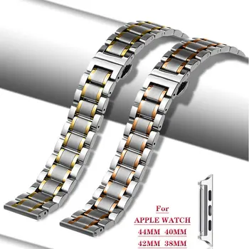 Zapestnica iz nerjavečega Jekla za Apple Watch Band 44 40mmm Luksuzni Kovinski iWatch band Zamenjava 42mm 38 mm serija 1 2 3 4 5