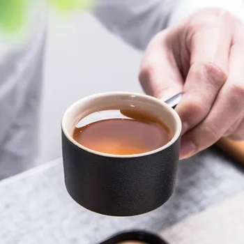 Črna Keramika Čajnik grelnik vode Teacup Porcelana Kitajski Kung Fu Čaj Nastavite Pijačo Potovanja Čaj, Set keramičnih čaj, set