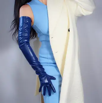 Ženska moda in ženske mornarsko modra seksi slim pu umetno usnje rokavice lady ' s club uspešnosti formalno stranko usnja rokavice 16 cm R2588